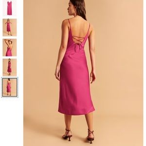 Abercrombie Lace Up Back Slip Midi Dress